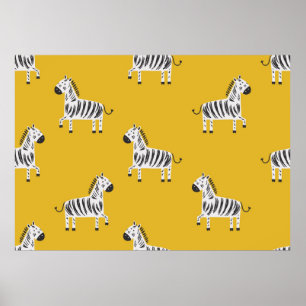 Schönes Kindernahtloses Muster mit Zebras Poster