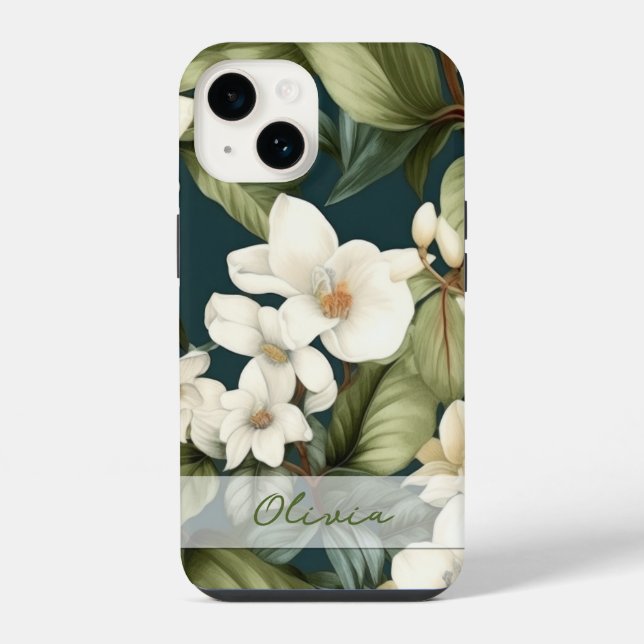 Schönes klassisches Blumenmuster iPhone 14 Hülle (Rückseite)