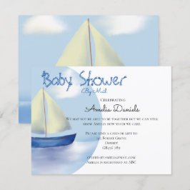 Schönes kleines Blue Sailboat Baby Dusche von Mail Einladung