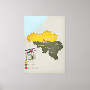 Schönes Königreich Belgien Karte Leinwanddruck