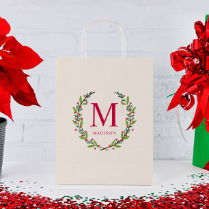 Schönes Kraut Personalisiertes Monogramm Weihnach Kleine Geschenktüte