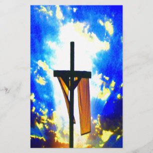 Schönes Kreuz mit blauem und gelbem Himmel Briefpapier