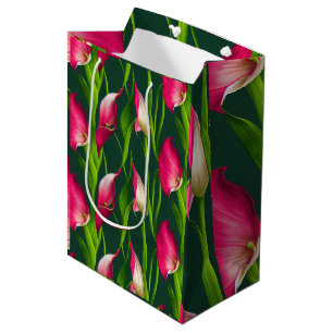 Schönes kühl rosa & grün Calla Lilly Florals Mittlere Geschenktüte