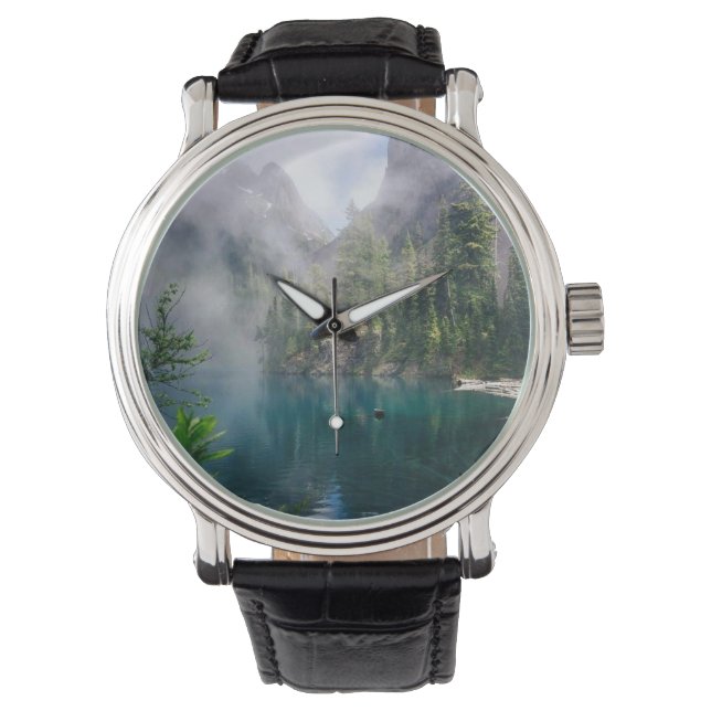 Schönes Lake Mountain Foto Armbanduhr (Vorderseite)