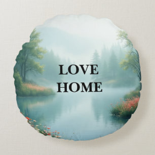 Schönes Lake Round Pillow Rundes Kissen