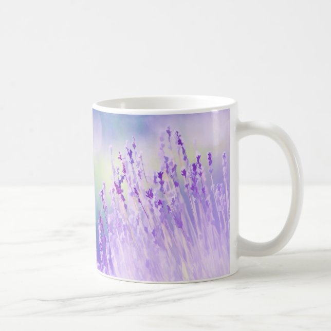 Schönes Lavendel Blume Feld oder Wiese Lila Kaffeetasse (Rechts)