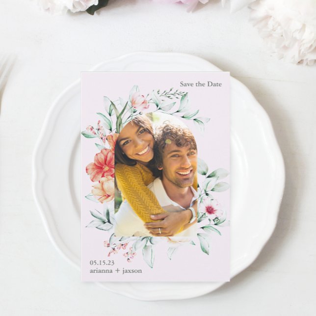 Schönes Lavendel Foto Hochzeit der Blumenarche Save The Date (Von Creator hochgeladen)