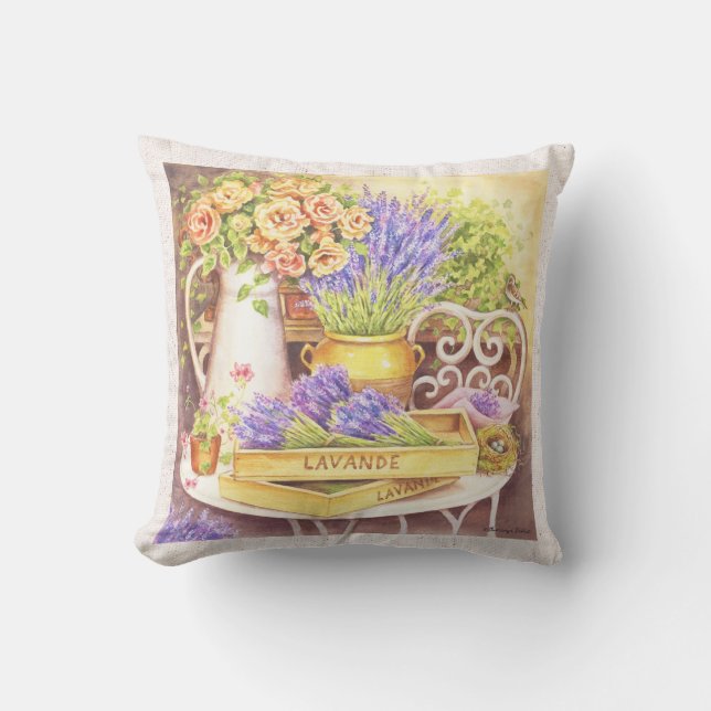 Schönes Lavendel- und Rose-Kissen Kissen (Vorderseite)