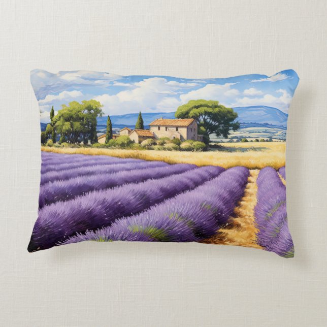 Schönes Lavendelfeld in der Provence Dekokissen (Rückseite)