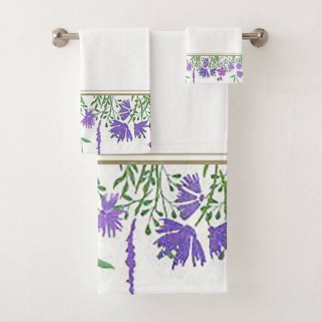 Schönes Lavender Gemustert Design Badetuch Set (Insitu)