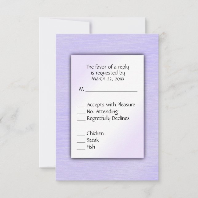 Schönes Lavender Menü Wahl Hochzeit RSVP (Vorderseite)