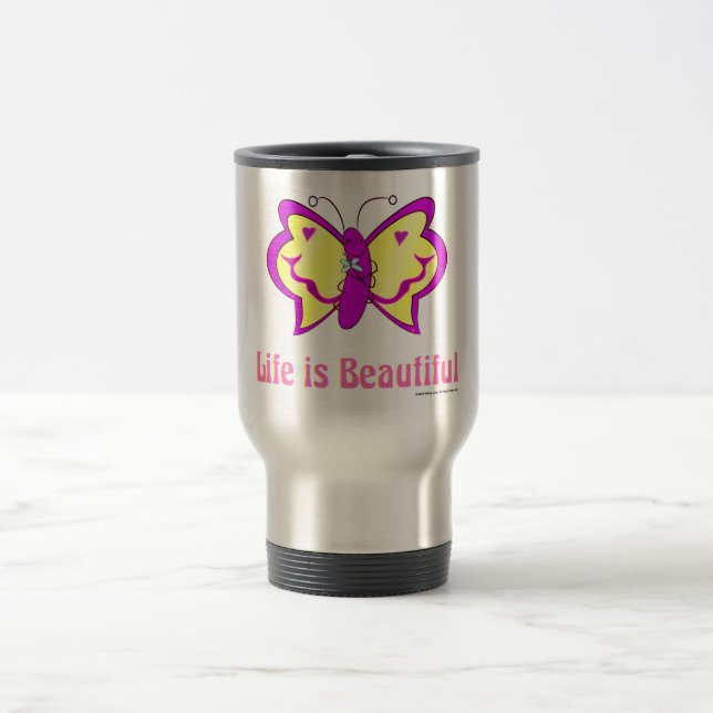 Schönes Leben Schmetterling Reisebecher (Mittel)