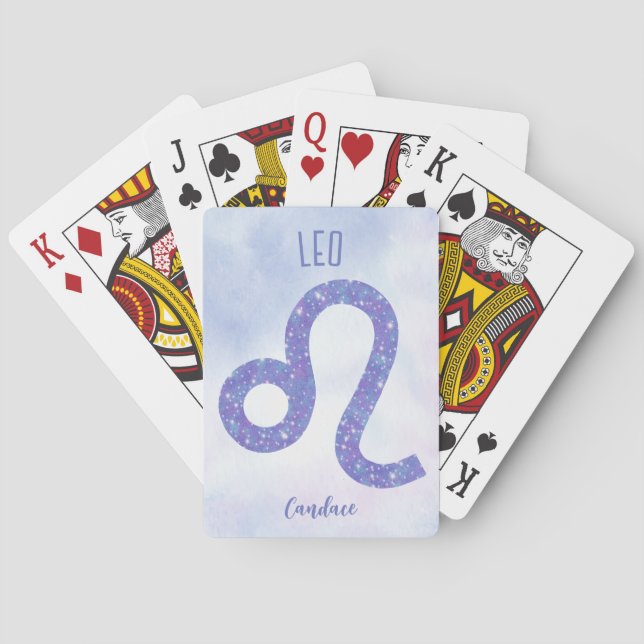 Schönes Leo Astrologie Zeichen Personalisiert Lila Spielkarten (Rückseite)
