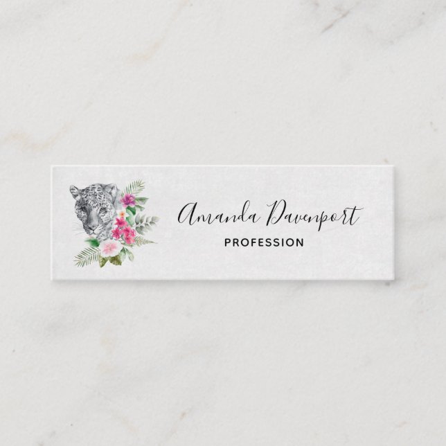 Schönes Leopard Head Portrait in Wasserfarbe Mini Visitenkarte (Vorderseite)