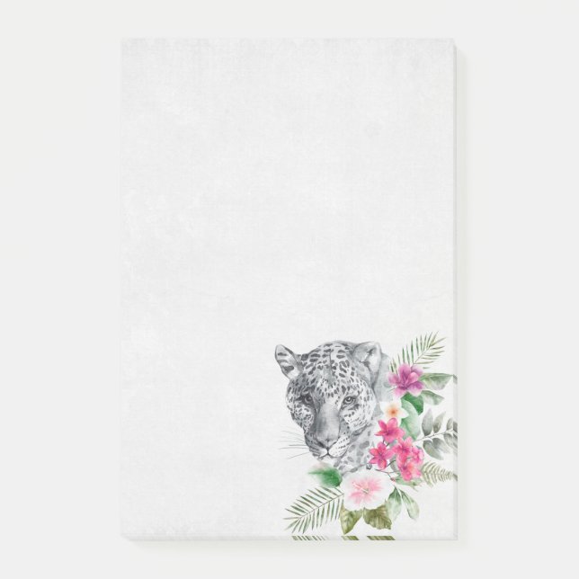 Schönes Leopard Head Portrait in Wasserfarbe Post-it Klebezettel (Vorderseite)