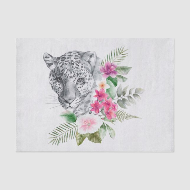 Schönes Leopard Head Portrait in Wasserfarbe Seidenpapier (Vorderseite)
