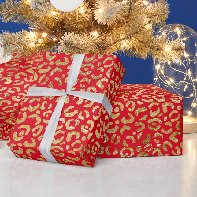 Schönes Leopard Print Weihnachtswrapping Papier Geschenkpapier (Feiertage)