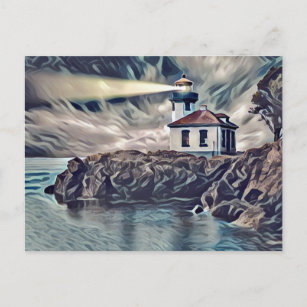Schönes Leuchtturm Digitale Kunst Malerei  Postkarte