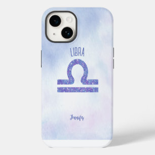 Schönes Libra-Sternzeichen personalisiert in Lila iPhone 14 Hülle