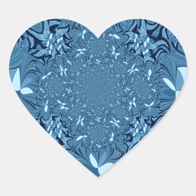 Schönes, liebevoll strahlend blaues Muster nahtlos Herz-Aufkleber (Vorderseite)