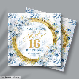 Schönes Light Blue Sweet 16 Gast-Sign in Book Gold Gästebuch