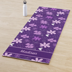 Schönes Lila Blumenmuster Yogamatte