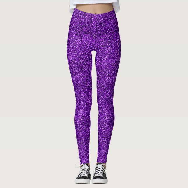 Schönes Lila Glitzer-Effektmuster Leggings (Vorderseite)