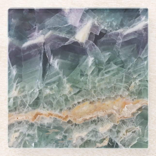 Schönes Lila Grünes Fluorit Foto Gemstone Glasuntersetzer (Vorderseite)