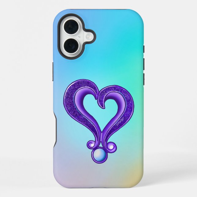 Schönes Lila Herz iPhone 16 Plus Hülle (Rückseite)
