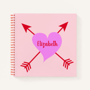 Schönes Lila Herz mit rosa Hintergrund Notizbuch