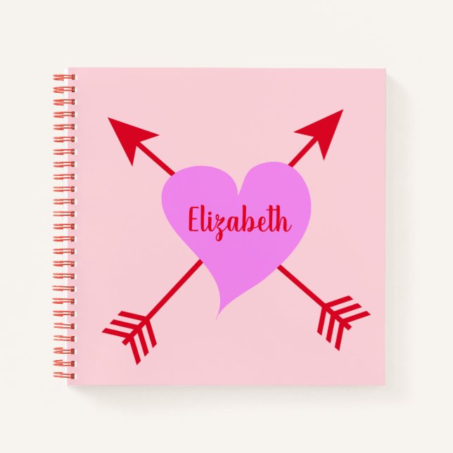 Schönes Lila Herz mit rosa Hintergrund Notizbuch (Vorderseite)