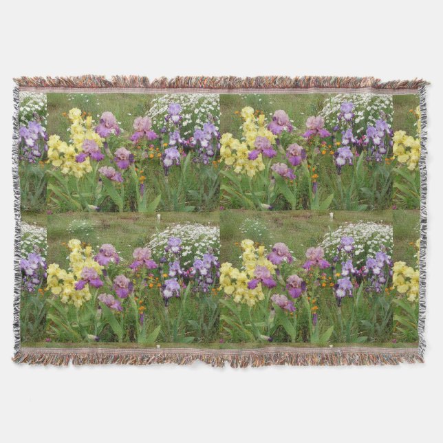 Schönes Lila Iris Blume Blumenstrauß Foto Decke (Vorderseite)