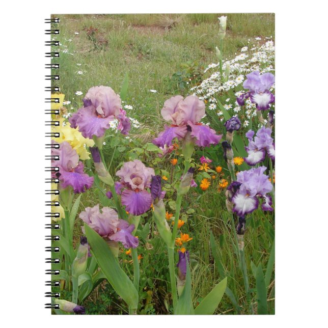 Schönes Lila Iris Blume Blumenstrauß Foto Notizblock (Vorderseite)