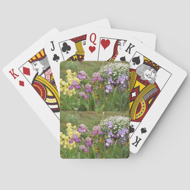 Schönes Lila Iris Blume Blumenstrauß Foto Spielkarten (Rückseite)