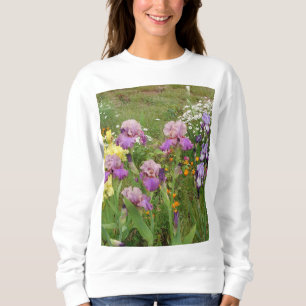 Schönes Lila Iris Blume Blumenstrauß Foto Sweatshirt