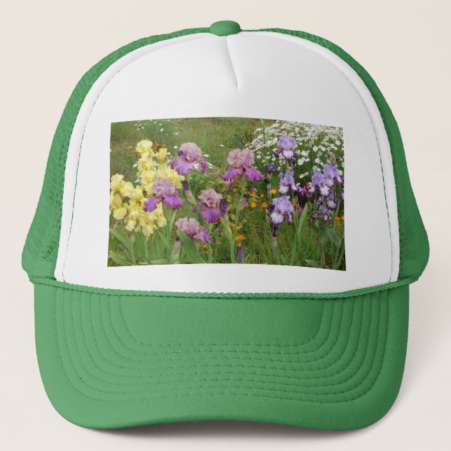 Schönes Lila Iris Blume Blumenstrauß Foto Truckerkappe (Vorderseite)
