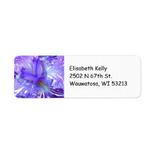 Schönes Lila Iris Rücksendeadresse Label