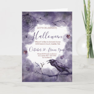 Schönes Lila Raven Halloween-Party Einladung