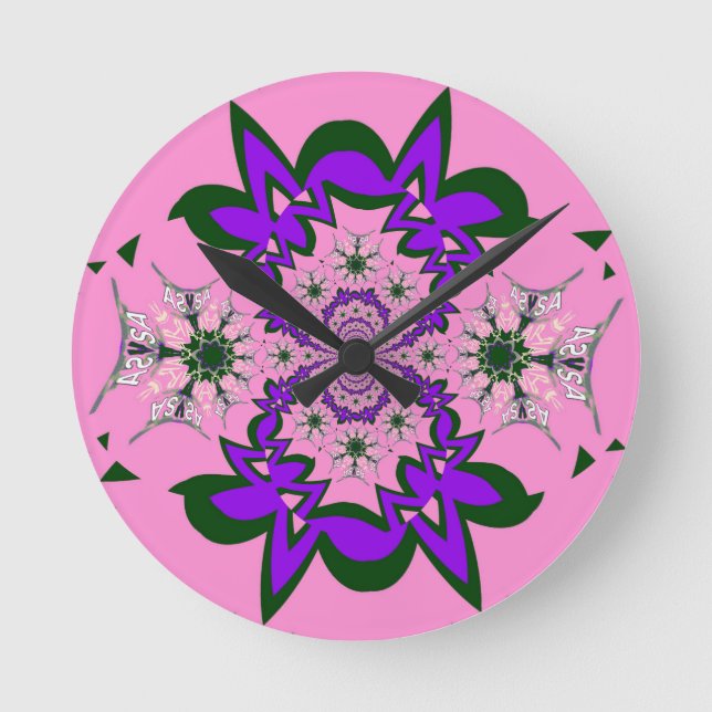 Schönes lila Schattenmit blumenmotiv des Babyrosas Runde Wanduhr (Vorderseite)
