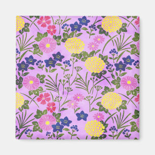 Schönes lila Vintage-Blumenmuster Magnet