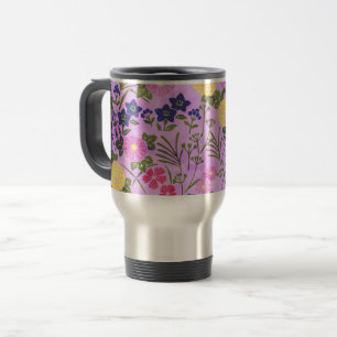Schönes lila Vintage-Blumenmuster Reisebecher