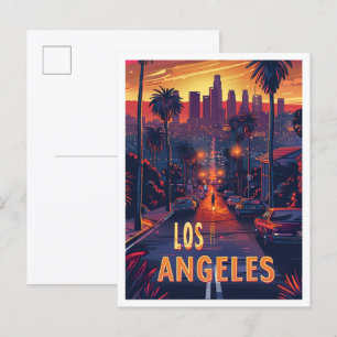 Schönes Los Angeles USA Illustration Reise Postkarte