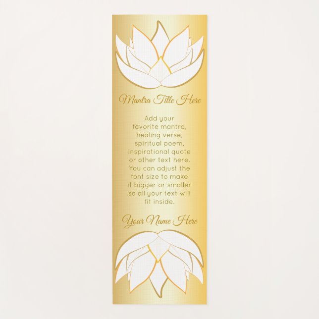 Schönes Lotos-Blumen-Goldweiße Ombre Abstufung Yogamatte (Vorderseite)