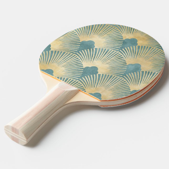 Schönes Lüftermuster, aquamarines Gold, Art-Deco-M Tischtennis Schläger (Vorderseite)