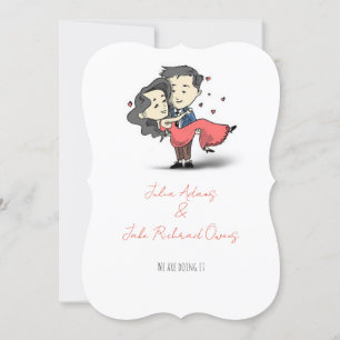 Schönes lustiges romantisches Hochzeitspaar Einlad Einladung