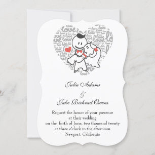 Schönes lustiges romantisches Hochzeitspaar Einladung