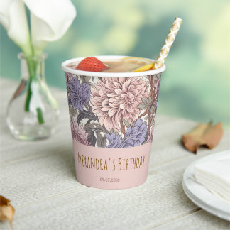 Schönes Luxy feminin blumenrosa und lila Pappbecher