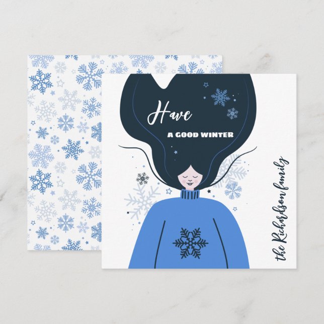 Schönes Mädchen Habe einen guten Winter Karte (Vorne/Hinten)