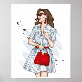 Schönes Mädchen in stilvollen Kleidung mit Mode ac Poster