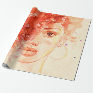 Schönes Mädchen in Wasserfarbe Geschenkpapier